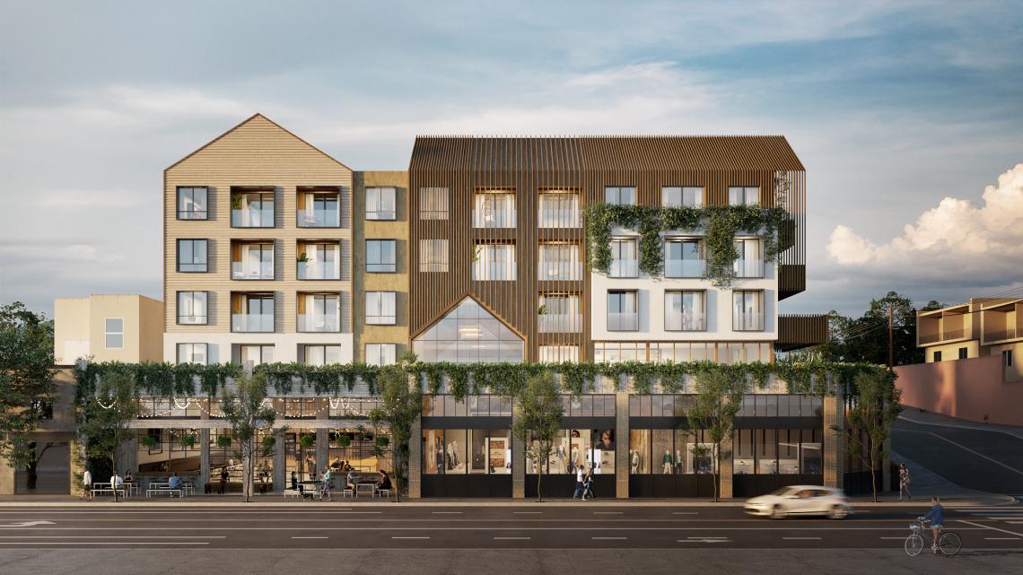 Mixed-use building starts to rise at 700 N. Virgil Avenue